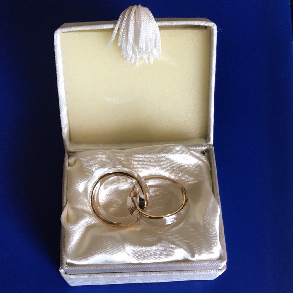 “Bond of love” interlocking glass wedding bands